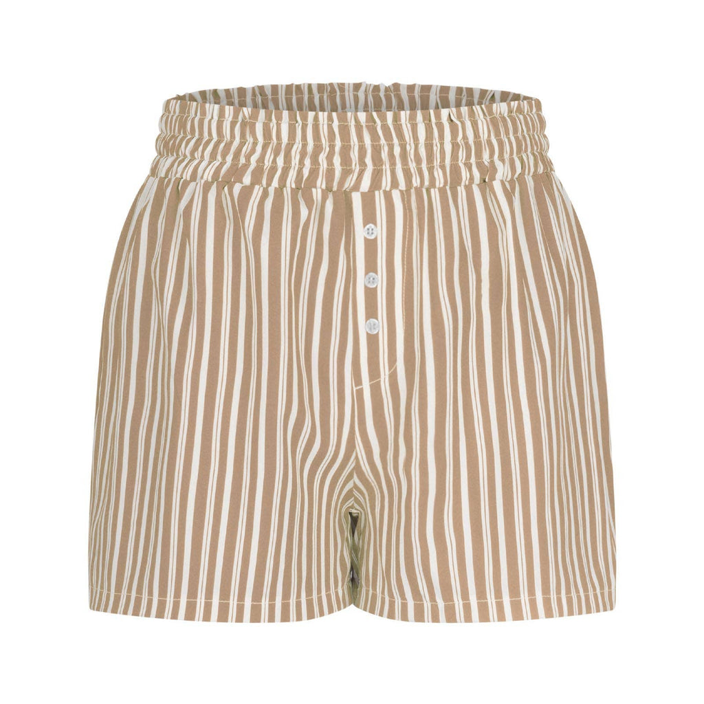 Elastic Waist Lounge Shorts Striped Boxer Shorts