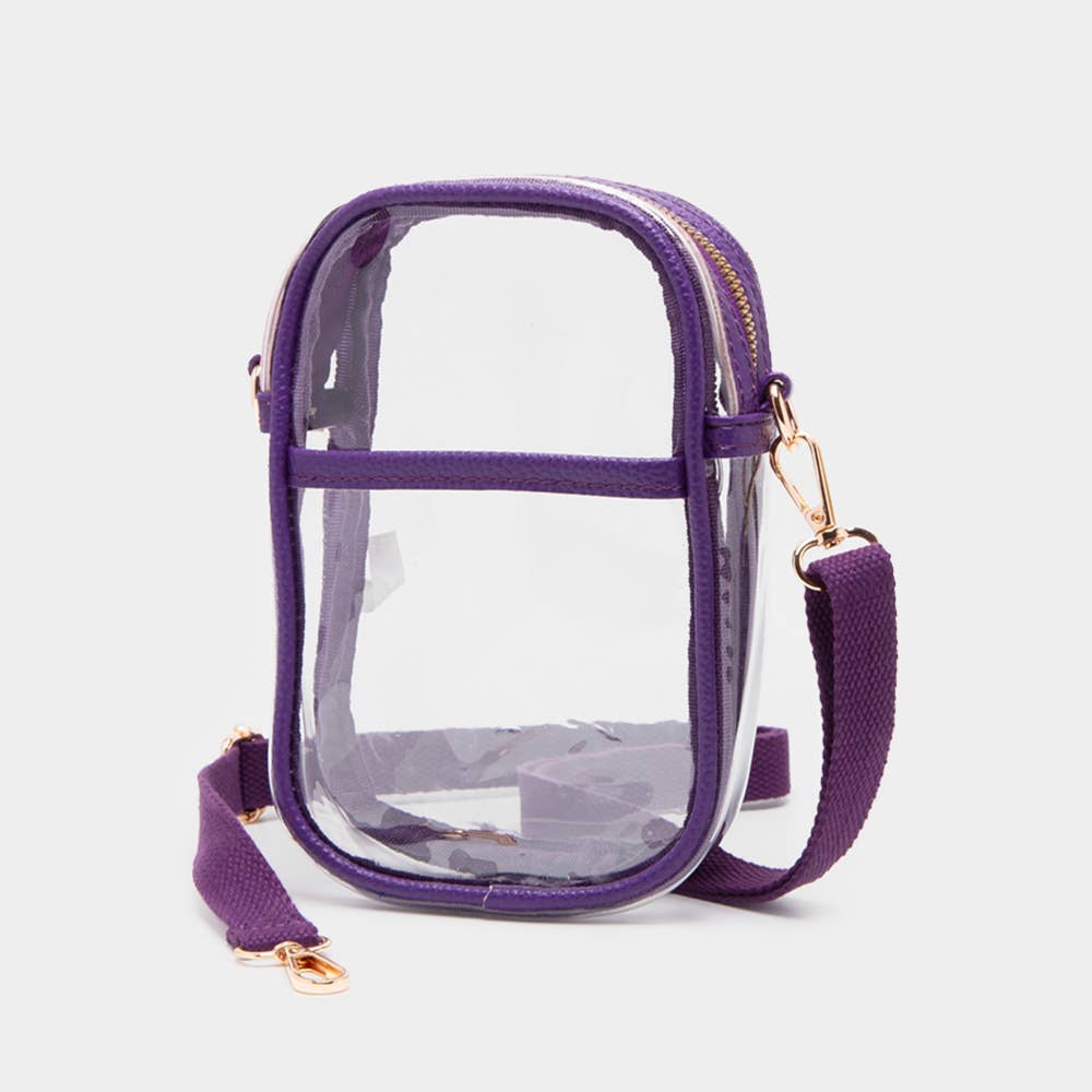 Solid Faux Leather Transparent Rectangle Crossbody Bag