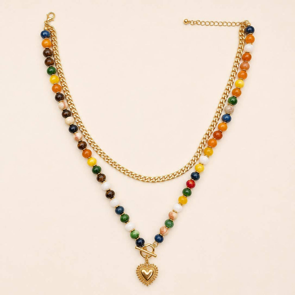 Multi Layer Pendant Resin Beaded Necklaces | 40NK9753