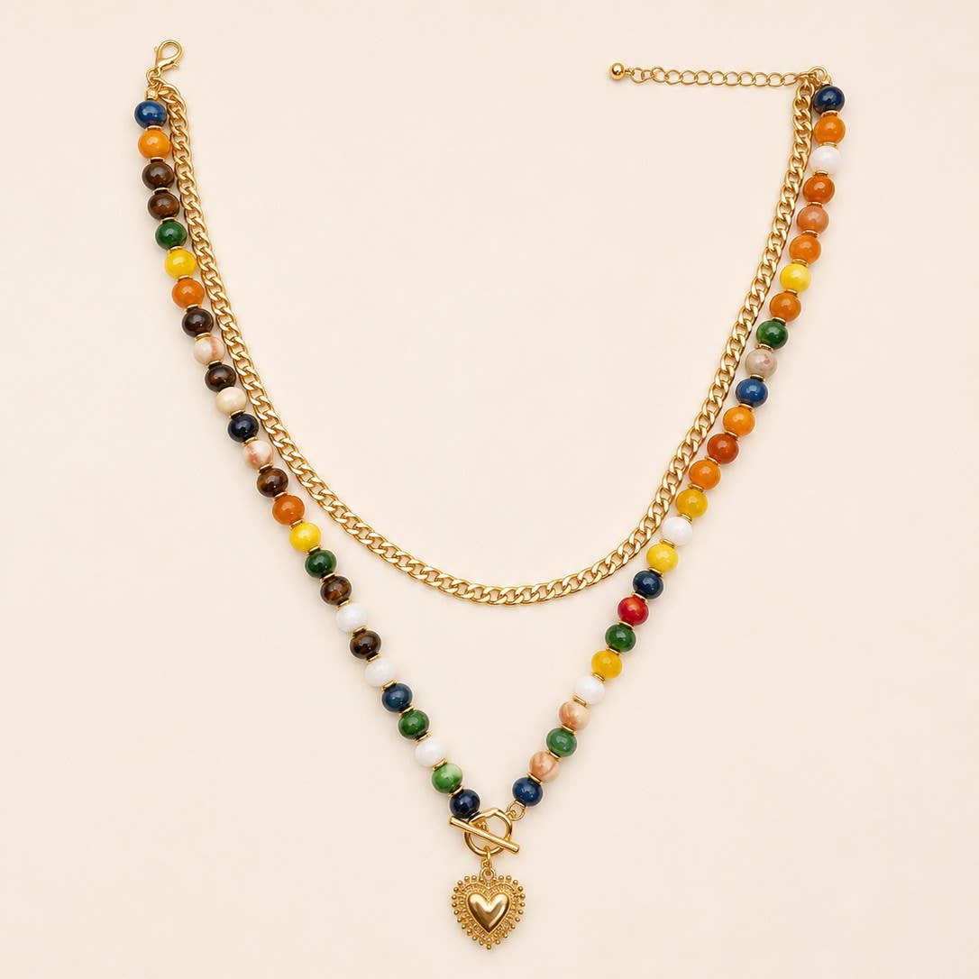 Multi Layer Pendant Resin Beaded Necklaces | 40NK9753