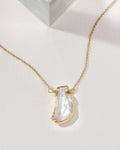 Earth, Wind and Fire Genuine Stone Necklace Gold- Pearl