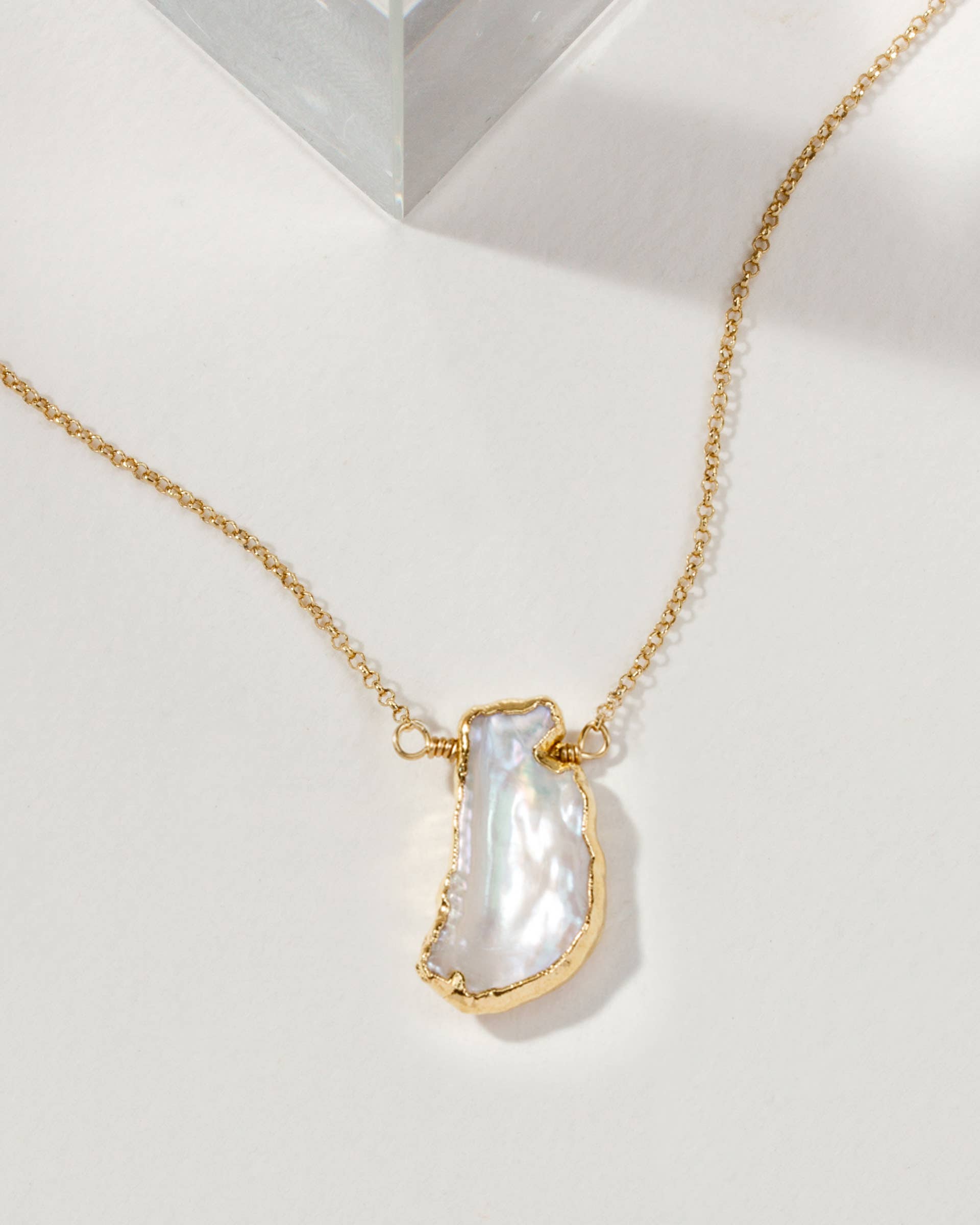 Earth, Wind and Fire Genuine Stone Necklace Gold- Pearl