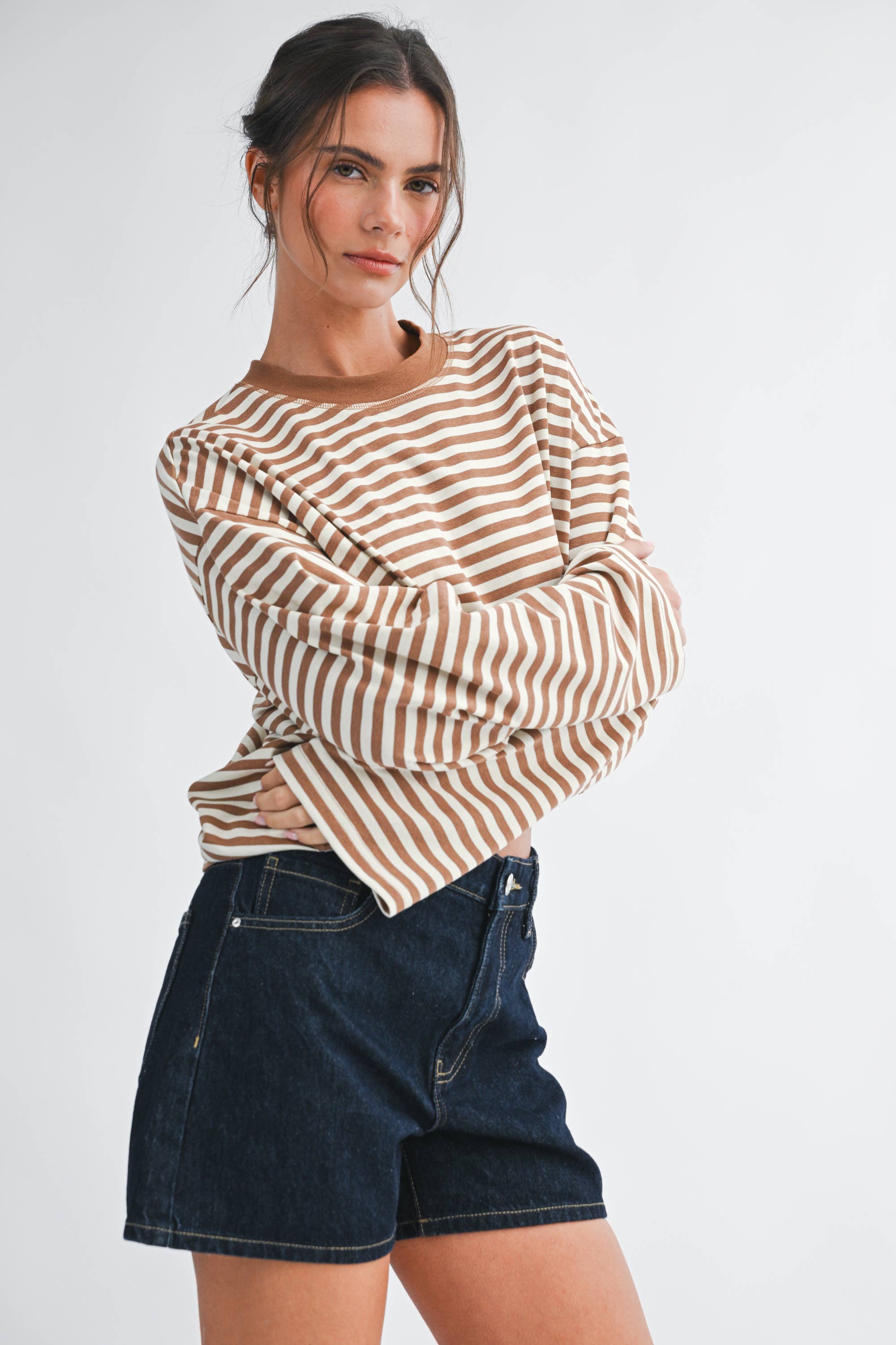 Easy Does It Oversized Stripe Top 🤎