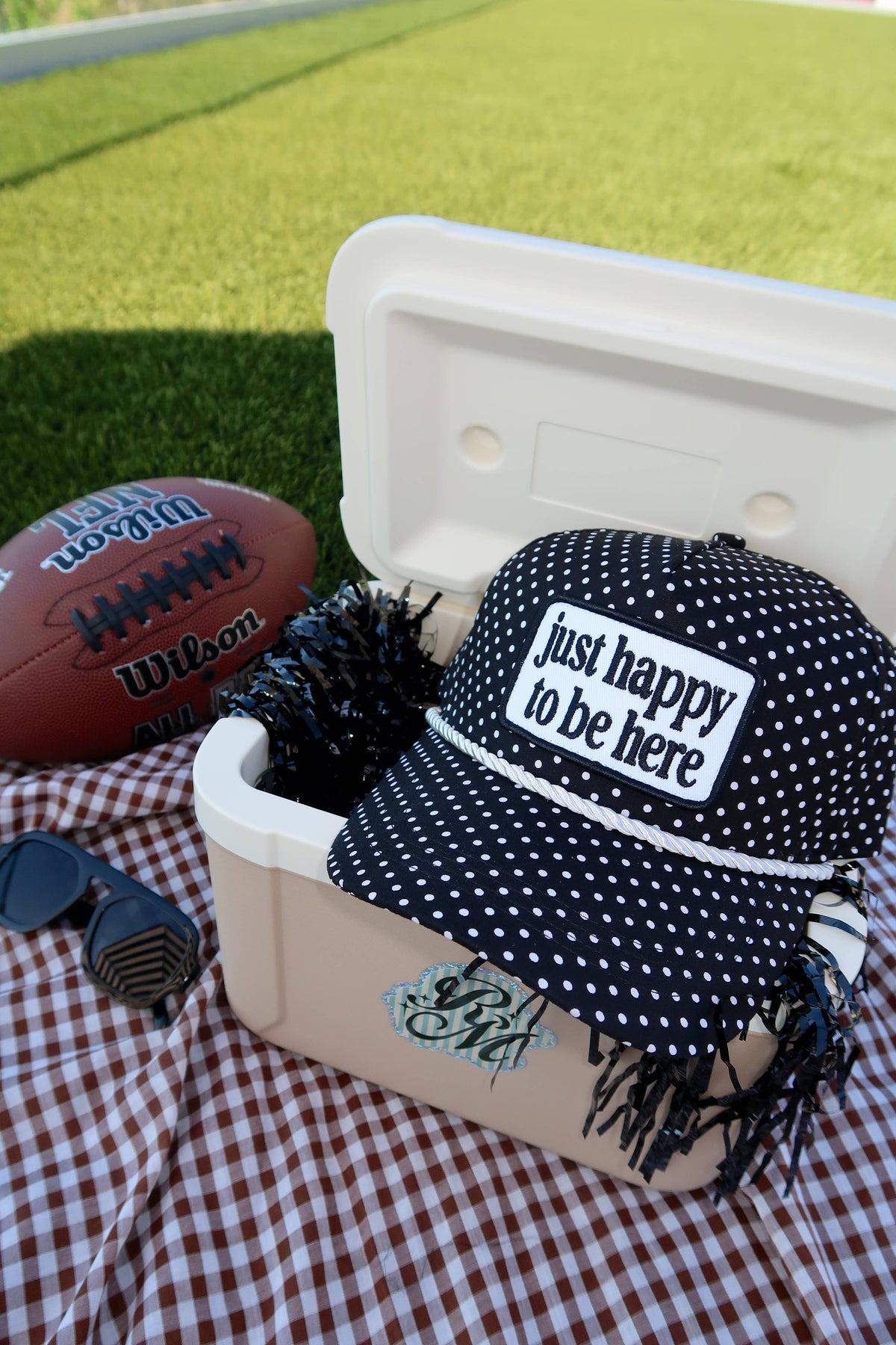 Just Happy To Be Here Polka Dot Patch Hat Game Day Hat