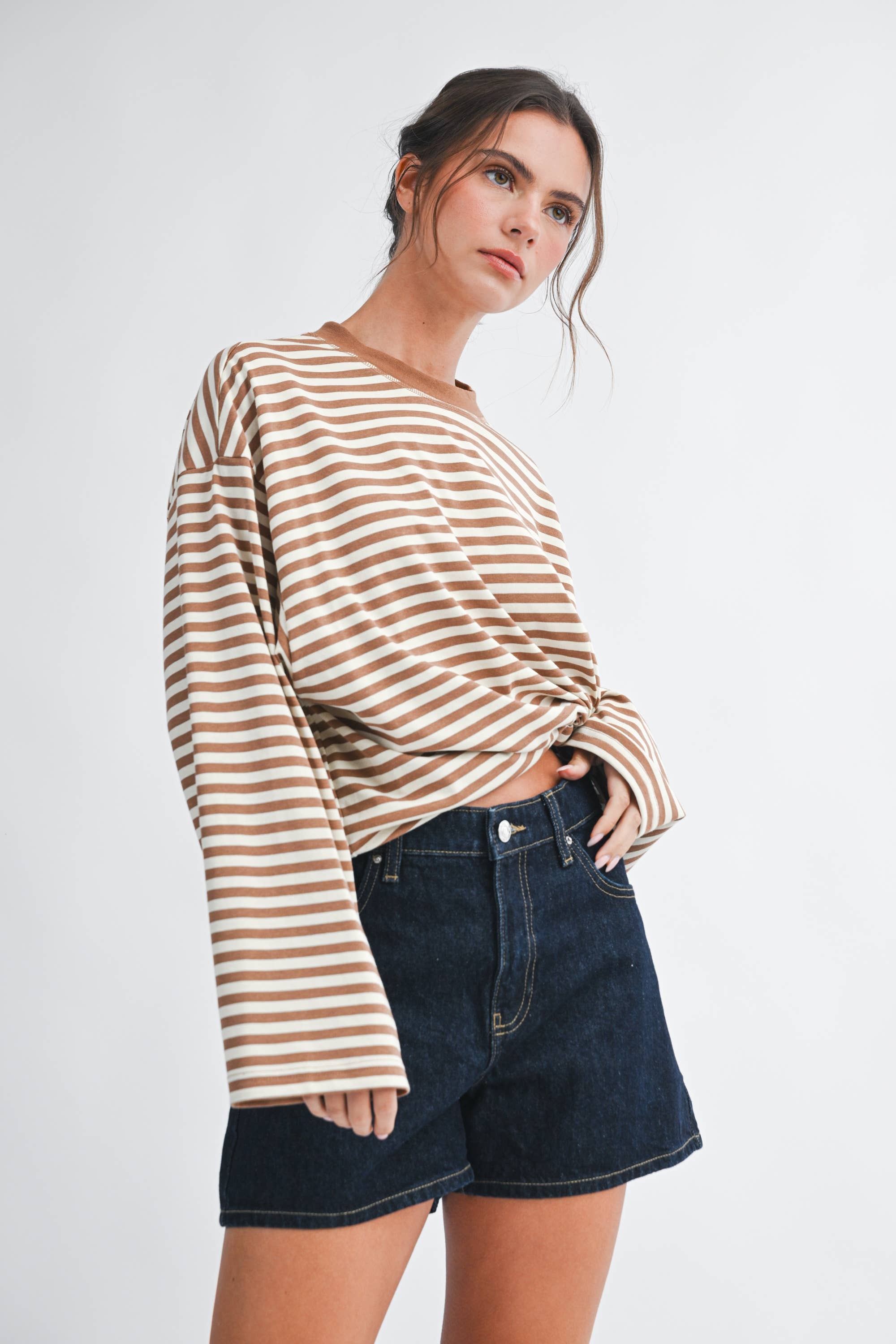 Easy Does It Oversized Stripe Top 🤎