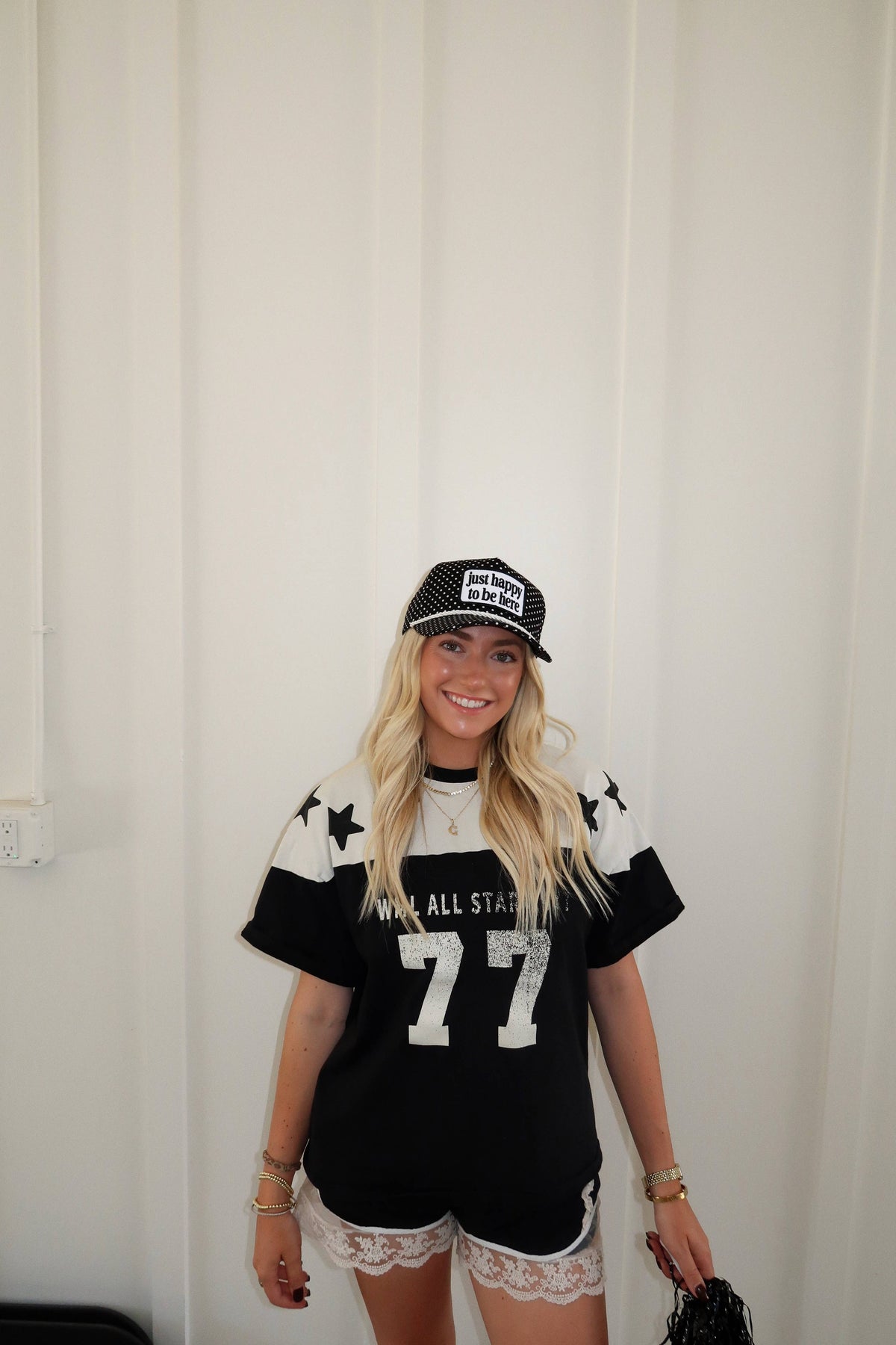 Just Happy To Be Here Polka Dot Patch Hat Game Day Hat