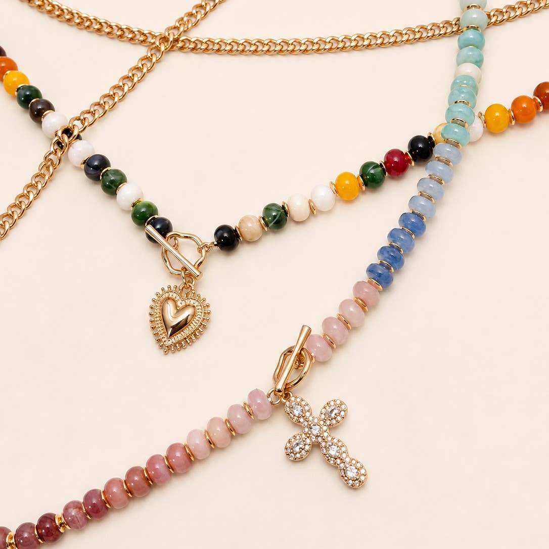 Multi Layer Pendant Resin Beaded Necklaces | 40NK9753