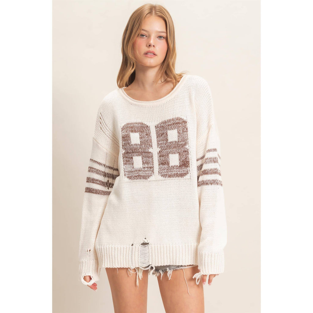 Oversized Number 88 Knit Sweater
