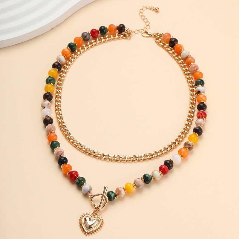 Multi Layer Pendant Resin Beaded Necklaces | 40NK9753